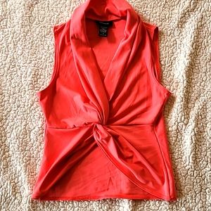 Sz small Twisted split crop top,  like new. Coral. From Express